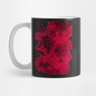 Floral Contour Print 4/10 Red Mug